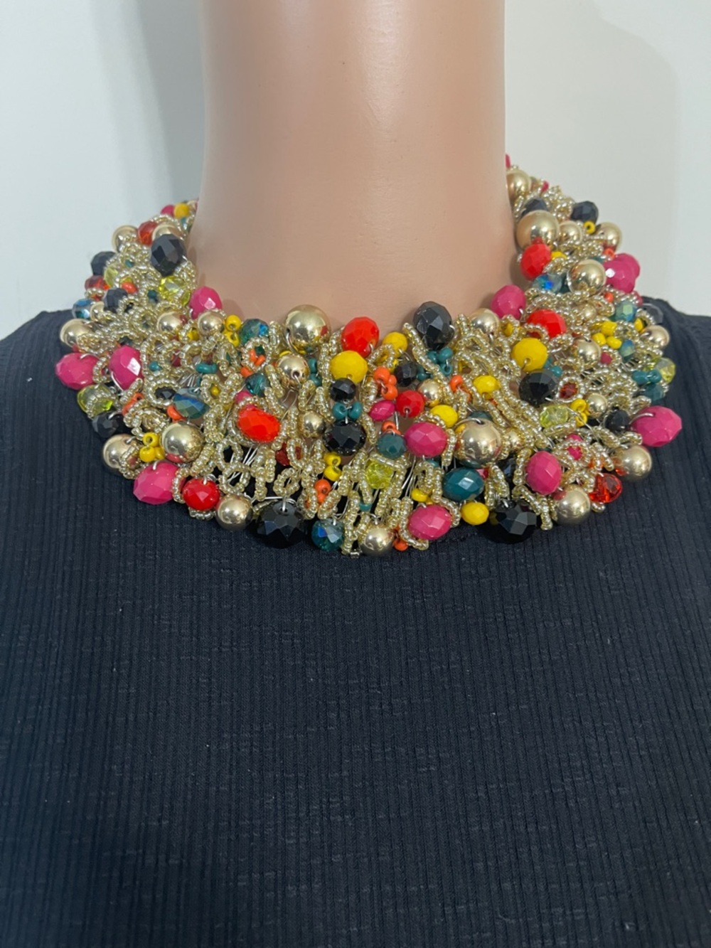 ALDO Multicolor Beaded Statement Necklace with Gold Accents - Picture 3 of 3